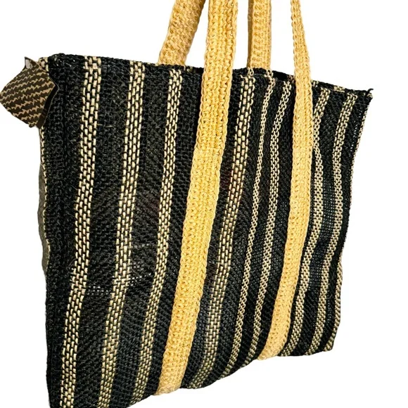 FIQUE DARK BLUE STRIPES TOTE BAG - Picture 2 of 7